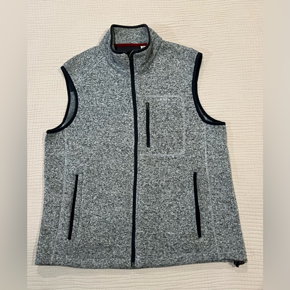 ORVIS Denali Vest Full Zip Heather Gray Fleece Outerwear Men's Large